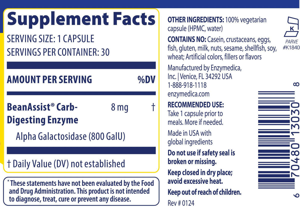 Enzymedica Bean Assist 30 Capsule