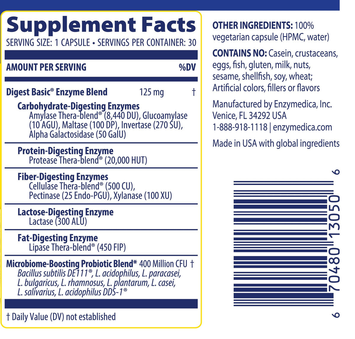 Enzymedica Digest Basic+Probiotics 30 Capsule