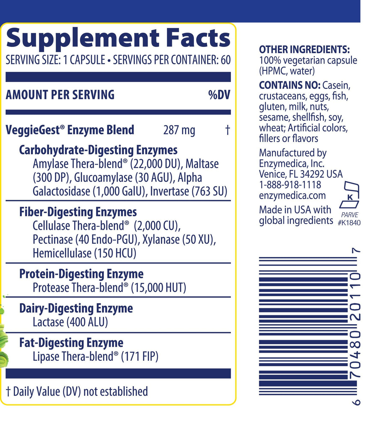 Enzymedica VeggieGest 60 Capsule