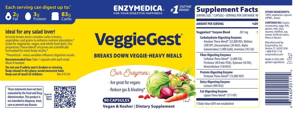 Enzymedica VeggieGest 90 Capsule