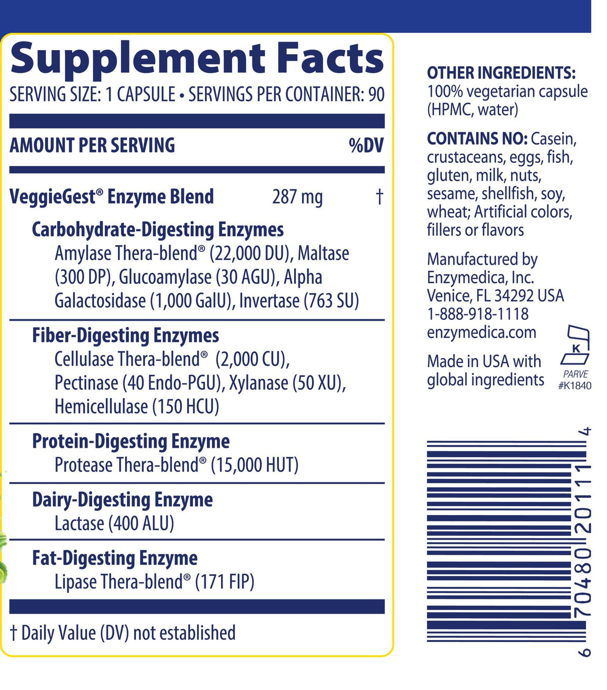 Enzymedica VeggieGest 90 Capsule