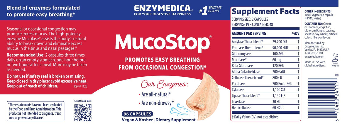 Enzymedica MucoStop 96 Capsule