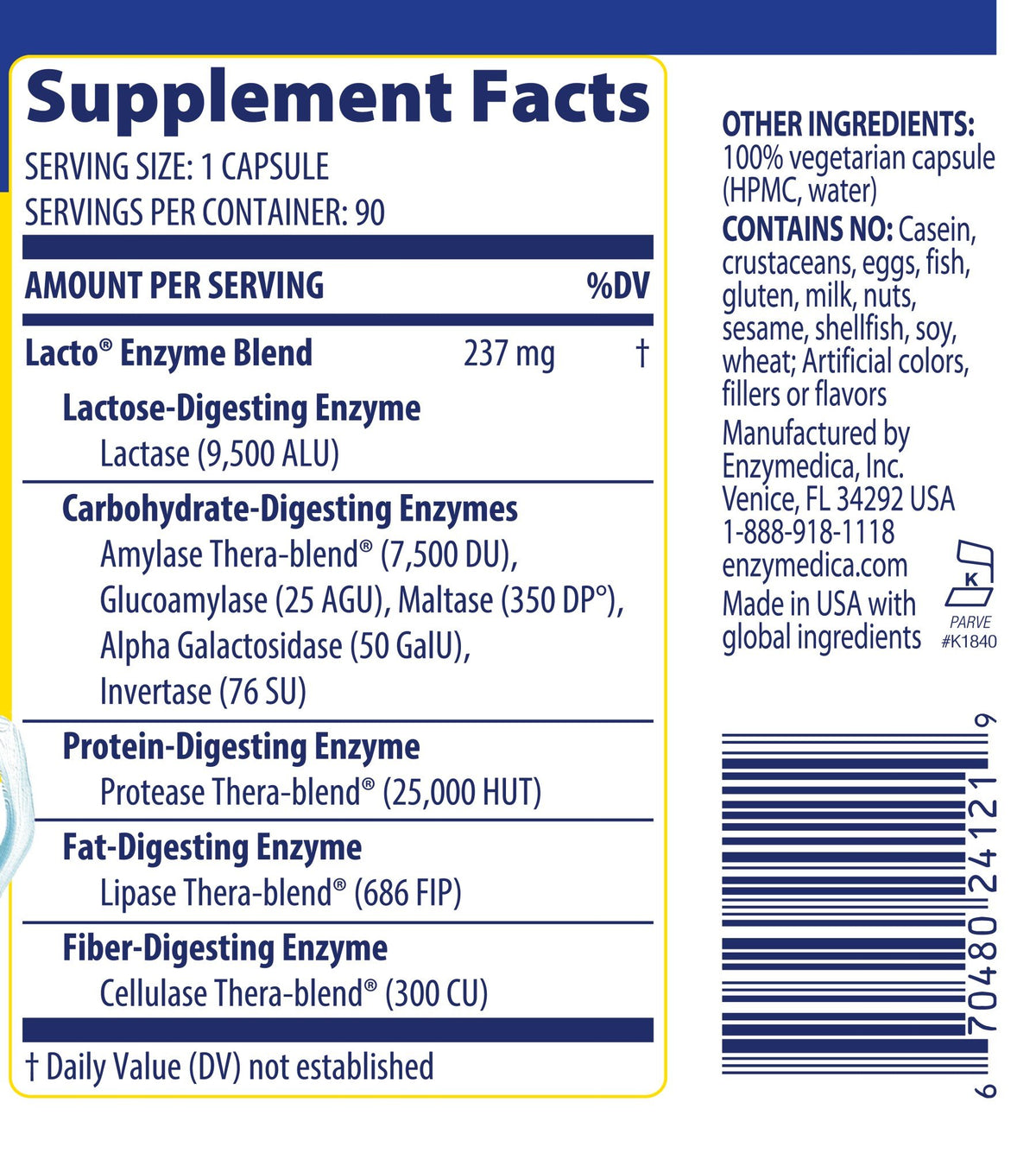 Enzymedica Lacto 90 Capsule