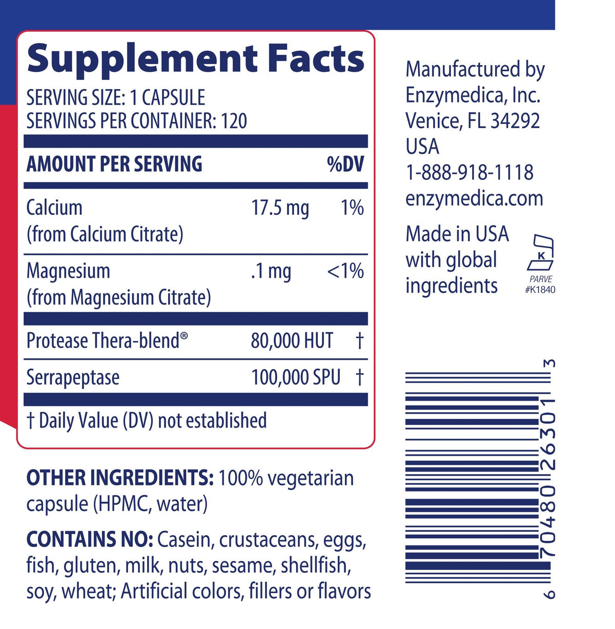 Enzymedica SerraGold 120 Capsule