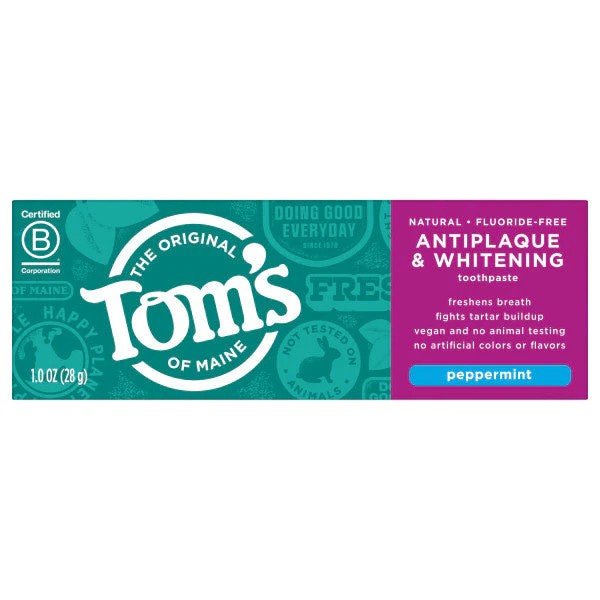 Tom's Of Maine Fluoride-Free Antiplaque & Whitening Peppermint Natural Toothpaste 1 oz Toothpaste