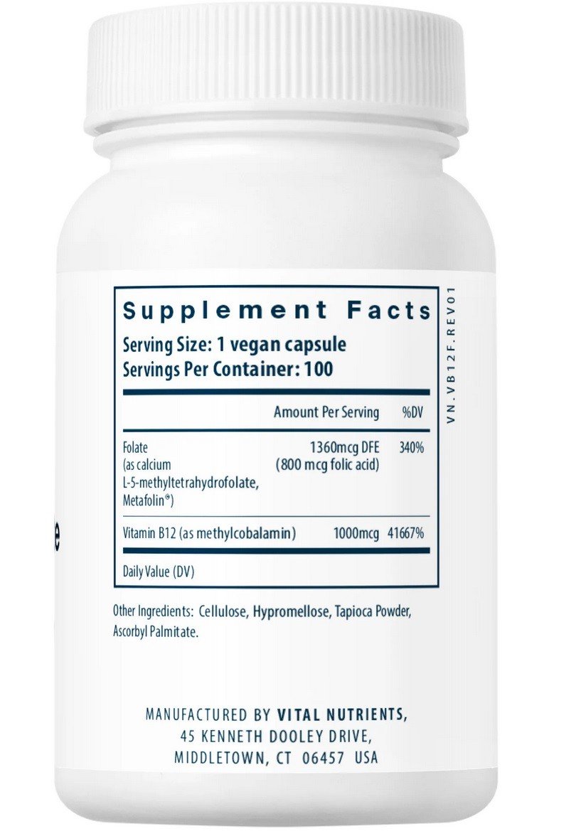 Vital Nutrients Vitamin B12 Methyl Folate 100 VegCap