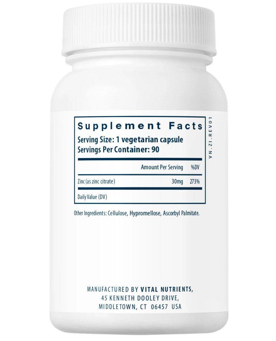 Vital Nutrients Zinc (Citrate) 30mg 90 VegCap