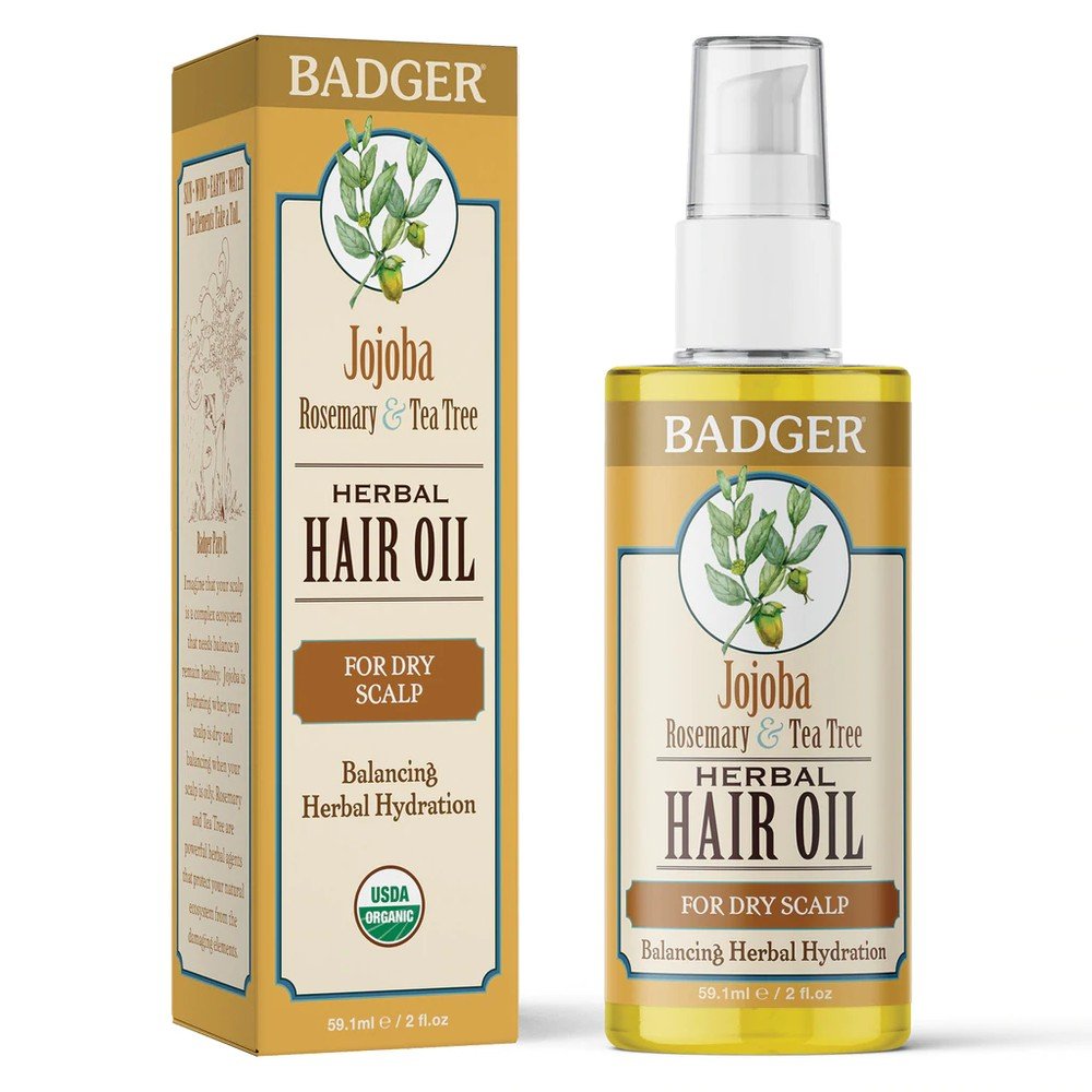 Badger Jojoba Hair Oil for Dry Scalp 2 oz Liquid
