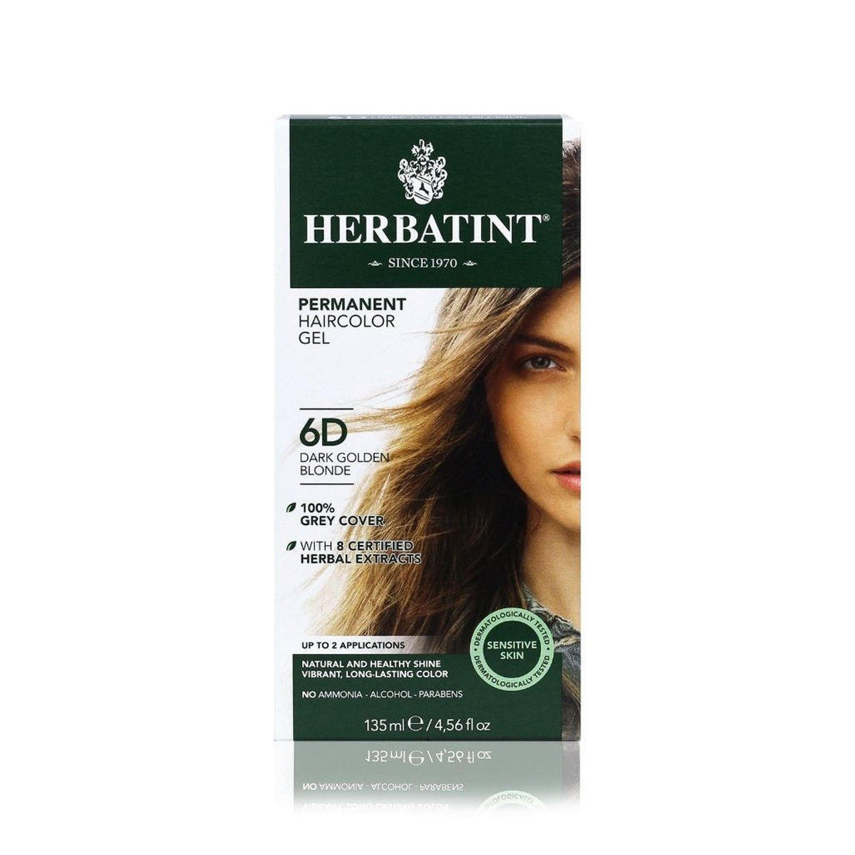 Herbatint 6D-Dark Golden Blonde-Permanent Hair Color Gel 4.56 fl oz Liquid