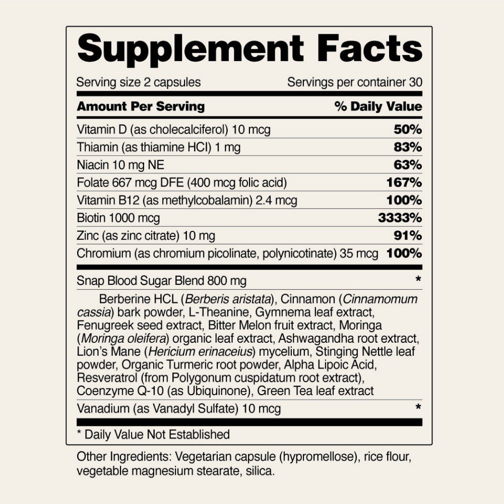 Snap Supplements Blood Sugar 60 Capsule