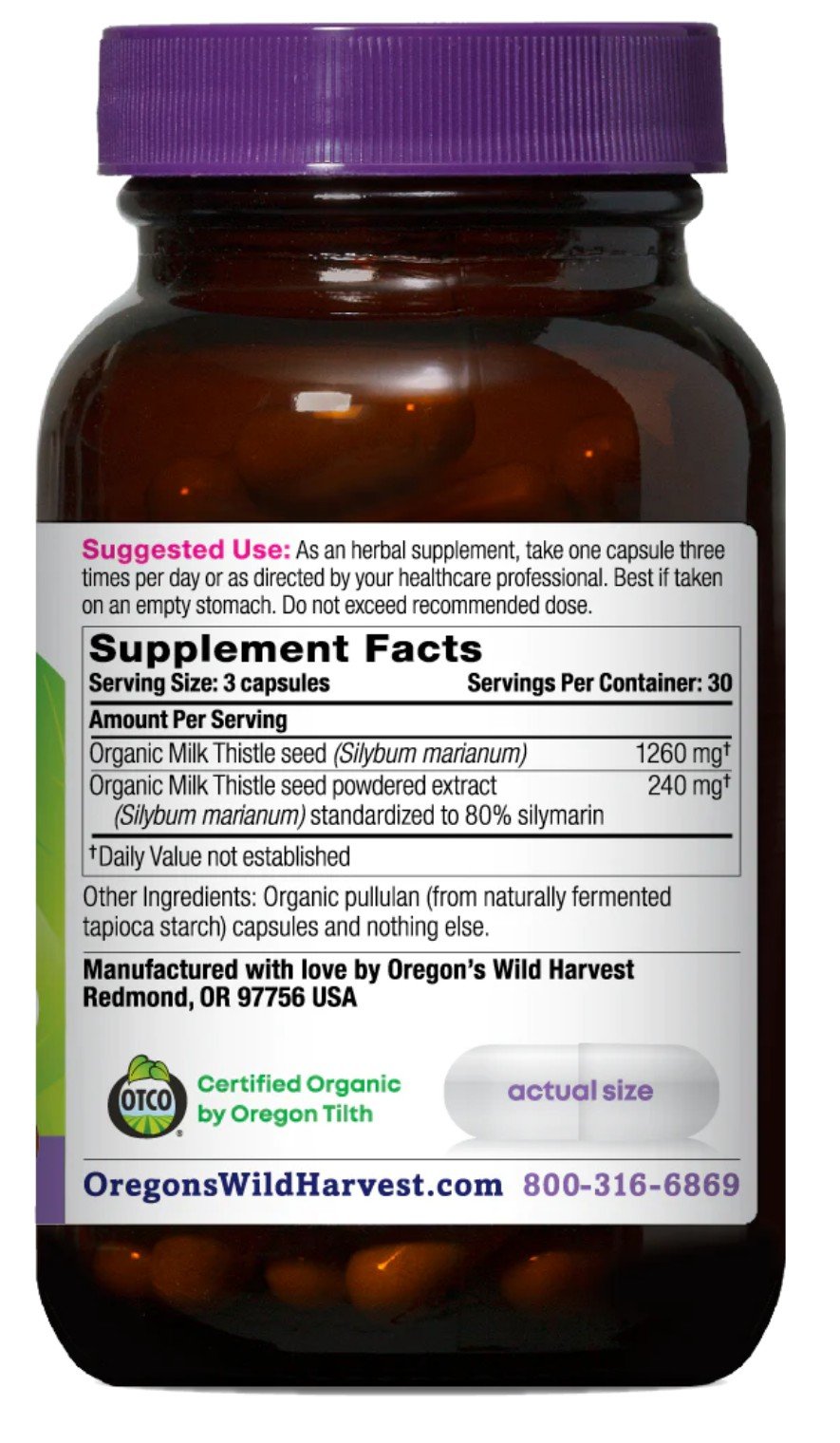 Oregon&#39;s Wild Harvest Organic Milk Thistle 90 Capsule