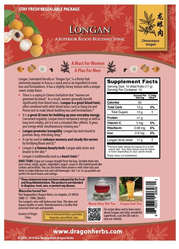 Dragon Herbs Longan Fruit 6 oz  bag Berries