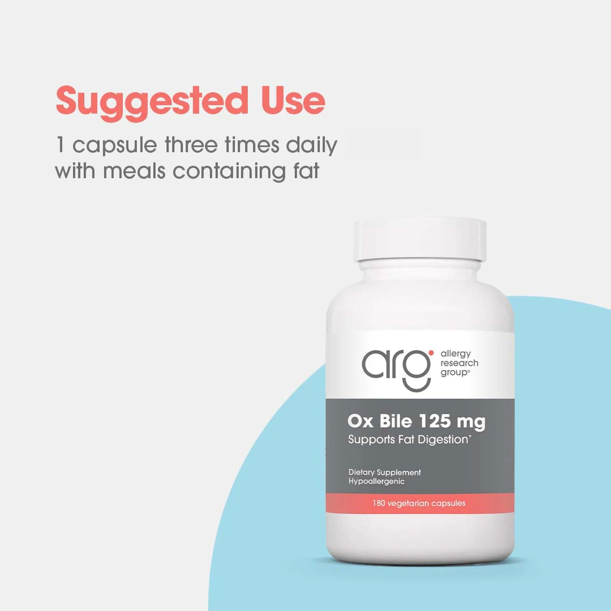 Allergy Research Group Ox Bile 125 mg Essential for Fat Digestion 180 VegCap