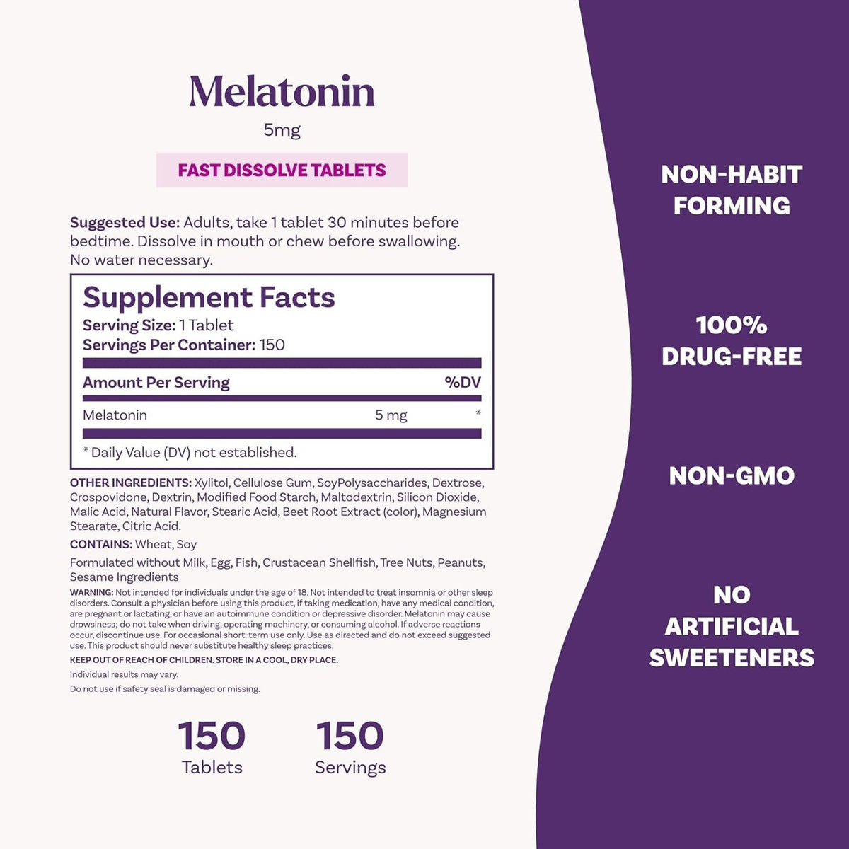 Natrol Fast Dissolve Melatonin 5mg - Strawberry Flavor 150 Tablet