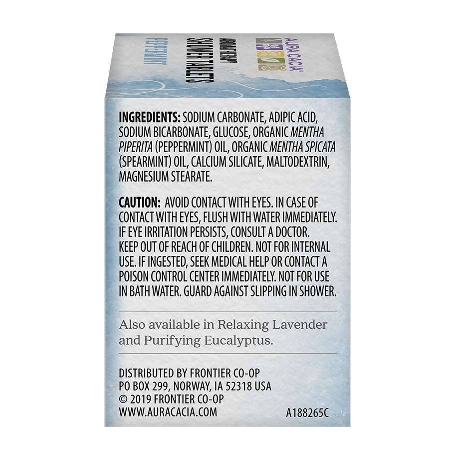 Aura Cacia Peppermint Shower Tablets 3 (1 oz) Tablets Box