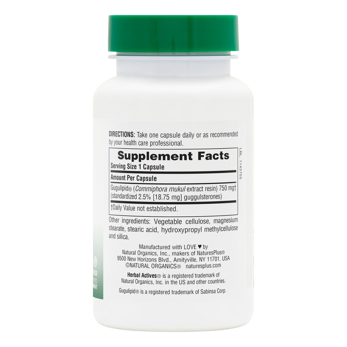 Nature&#39;s Plus Gugulipid Extract 750mg 60 Capsule