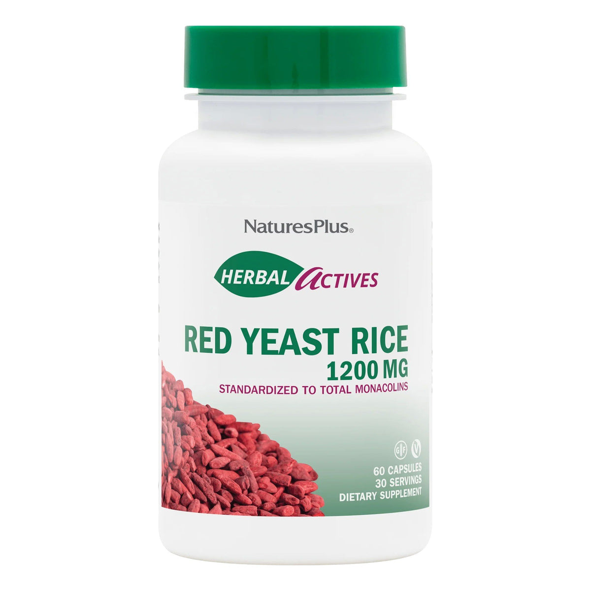 Nature's Plus Herbal Actives Red Yeast Rice Capsules 1200 mg 60 Capsule