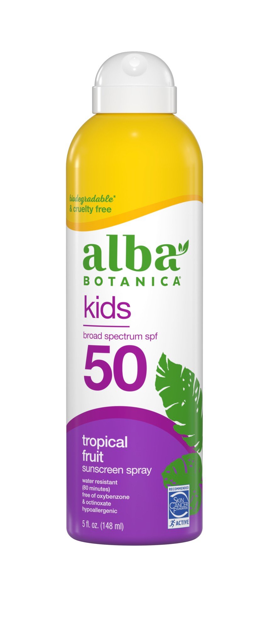 Alba Botanica Kids Sunscreen SPF 50 Tropical Fruit Clear Spray 6 oz Spray