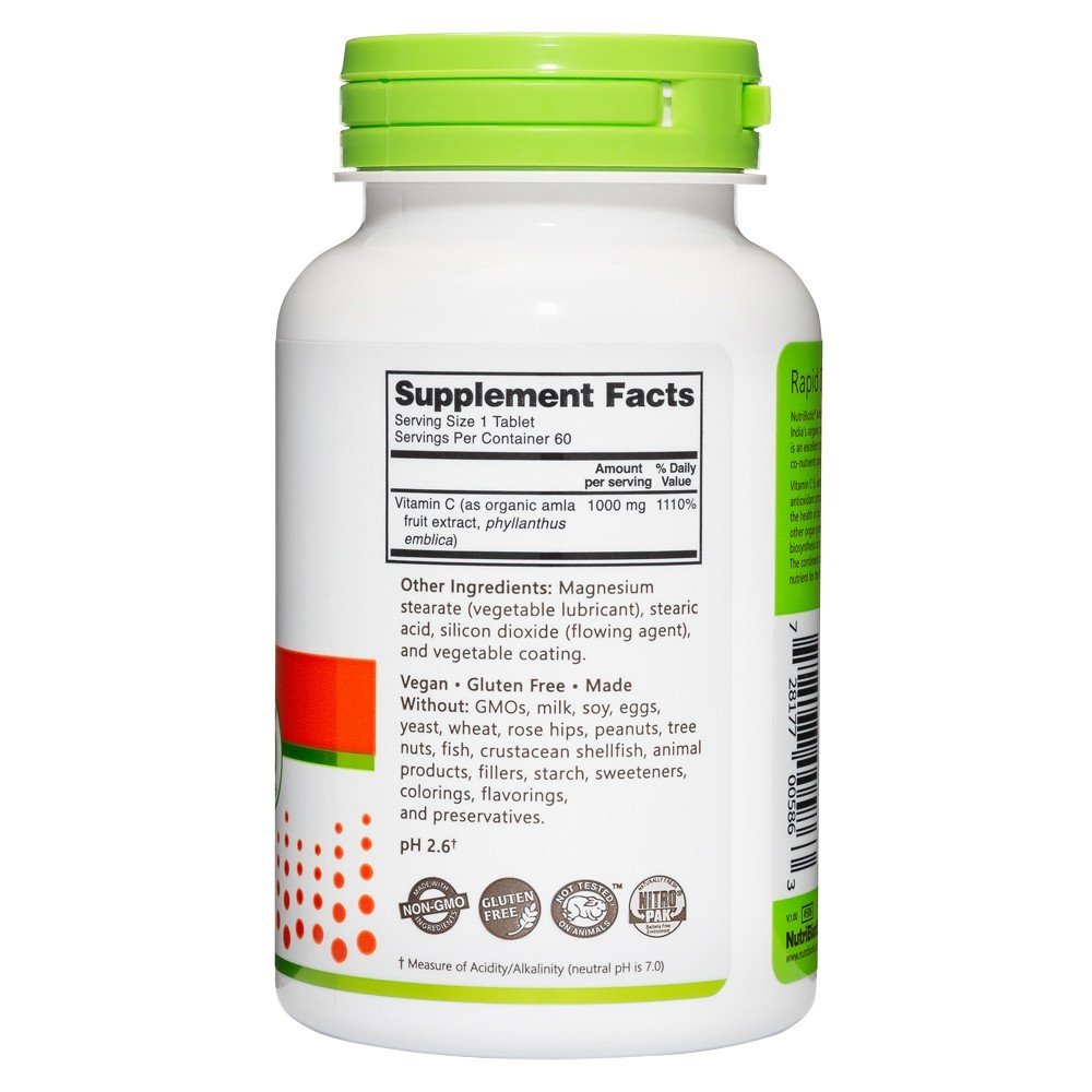 Nutribiotic Amla Vitamin C 1000 mg 60 Vegan Tablet