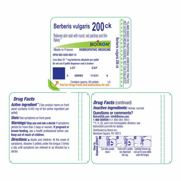 Boiron Berberis Vulgaris 200CK Homeopathic Single Medicine For First Aid 75 Pellet