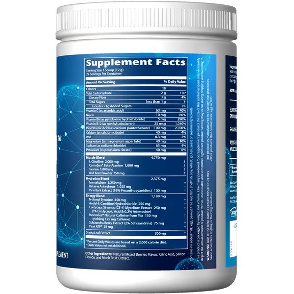 MRM (Metabolic Response Modifiers) Driven Pre-Workout Boost -Mixed Berries 350g Powder