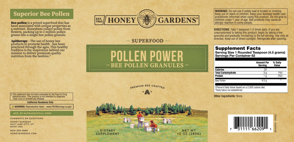 Honey Gardens Superfood-Pollen Power-Bee Pollen Granules 10 oz Granules