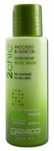 Giovanni 2chic Avocado & Olive Oil Ultra Moist Body Wash Travel Size 1.5 oz Liquid