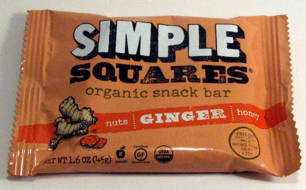 Simple Squares Organic Snack Bar Ginger - Box 12 Bars 1 Box