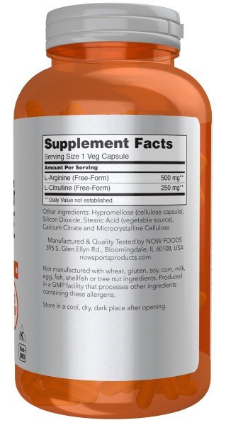 Now Foods Arginine &amp; Citrulline 500/250 240 VegCap