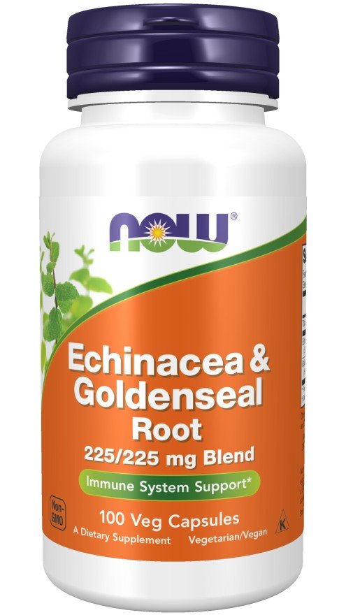 Now Foods Echinacea &amp; Goldenseal Root 225mg/225mg 100 Capsule