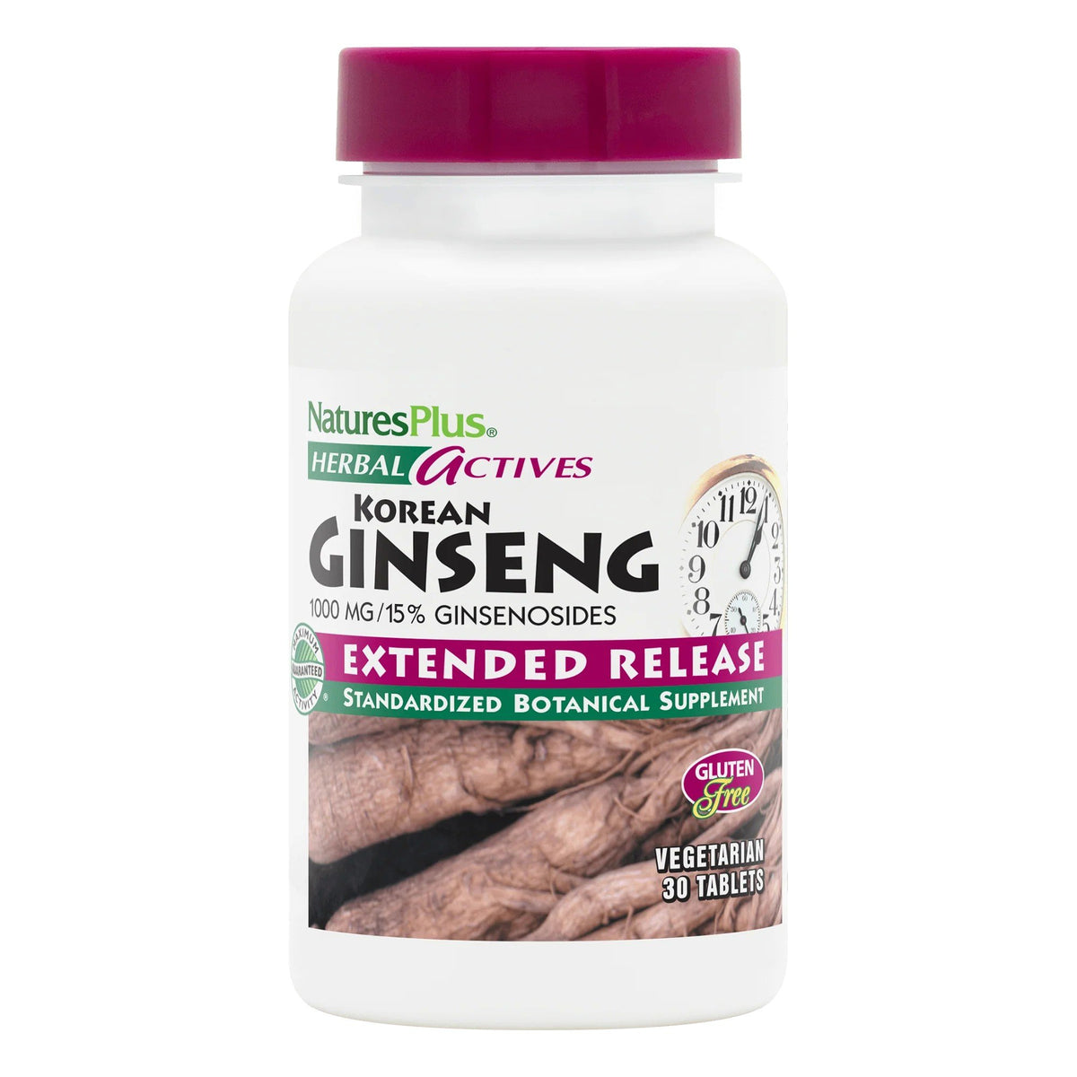 Nature's Plus Herbal Actives Korean Ginseng Extended Release Tablets 1000 mg 30 Sustained Release Tablet