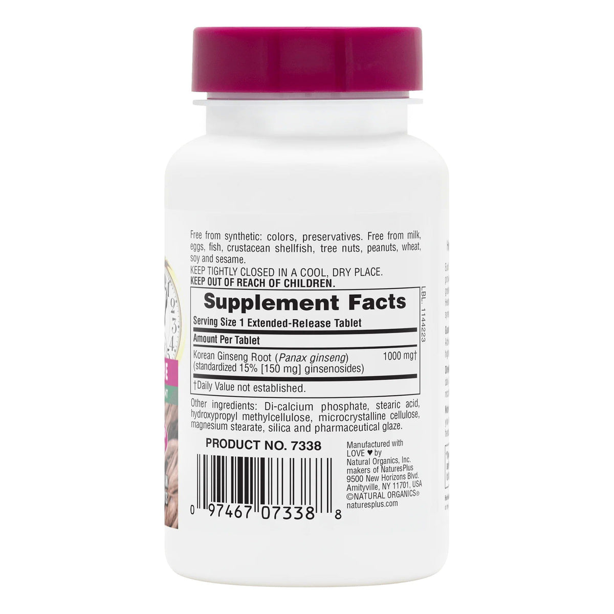 Nature's Plus Herbal Actives Korean Ginseng Extended Release Tablets 1000 mg 30 Sustained Release Tablet