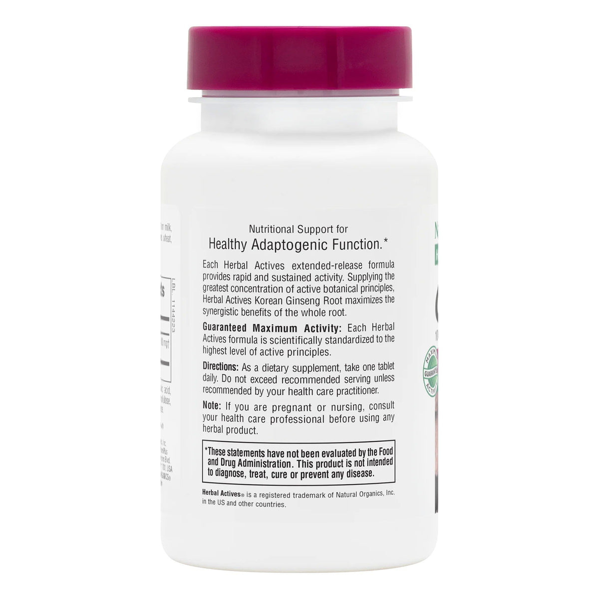 Nature's Plus Herbal Actives Korean Ginseng Extended Release Tablets 1000 mg 30 Sustained Release Tablet