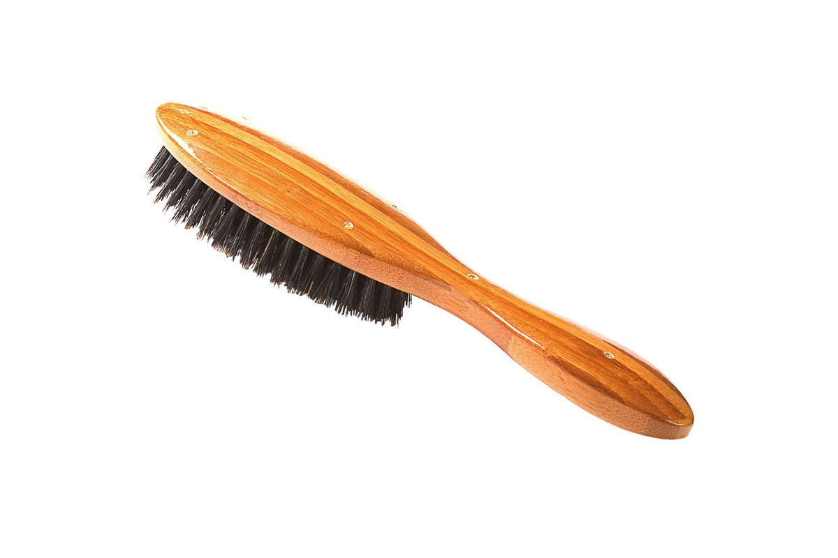 Bass Brushes Full Oval Extra Firm  100% Natural Boar Bristles Dark Bamboo Handle 1 Brush