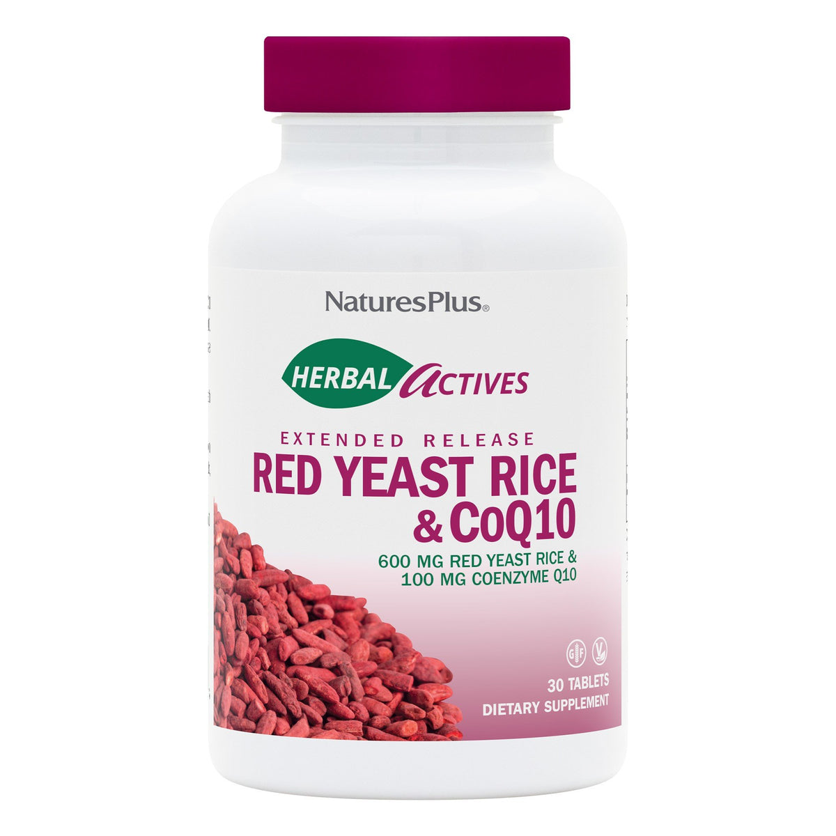 Nature&#39;s Plus Herbal Actives Red Yeast Rice 600 mg/CoQ10 100 mg Extended Release Tablets 30 Tablet
