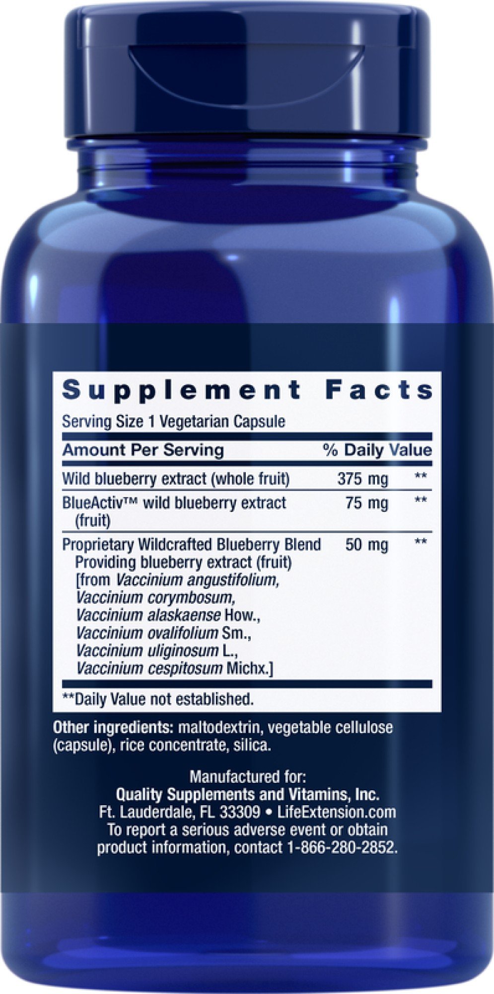 Life Extension Blueberry Extract (Replaced upc 737870914068 ) 60 VegCap