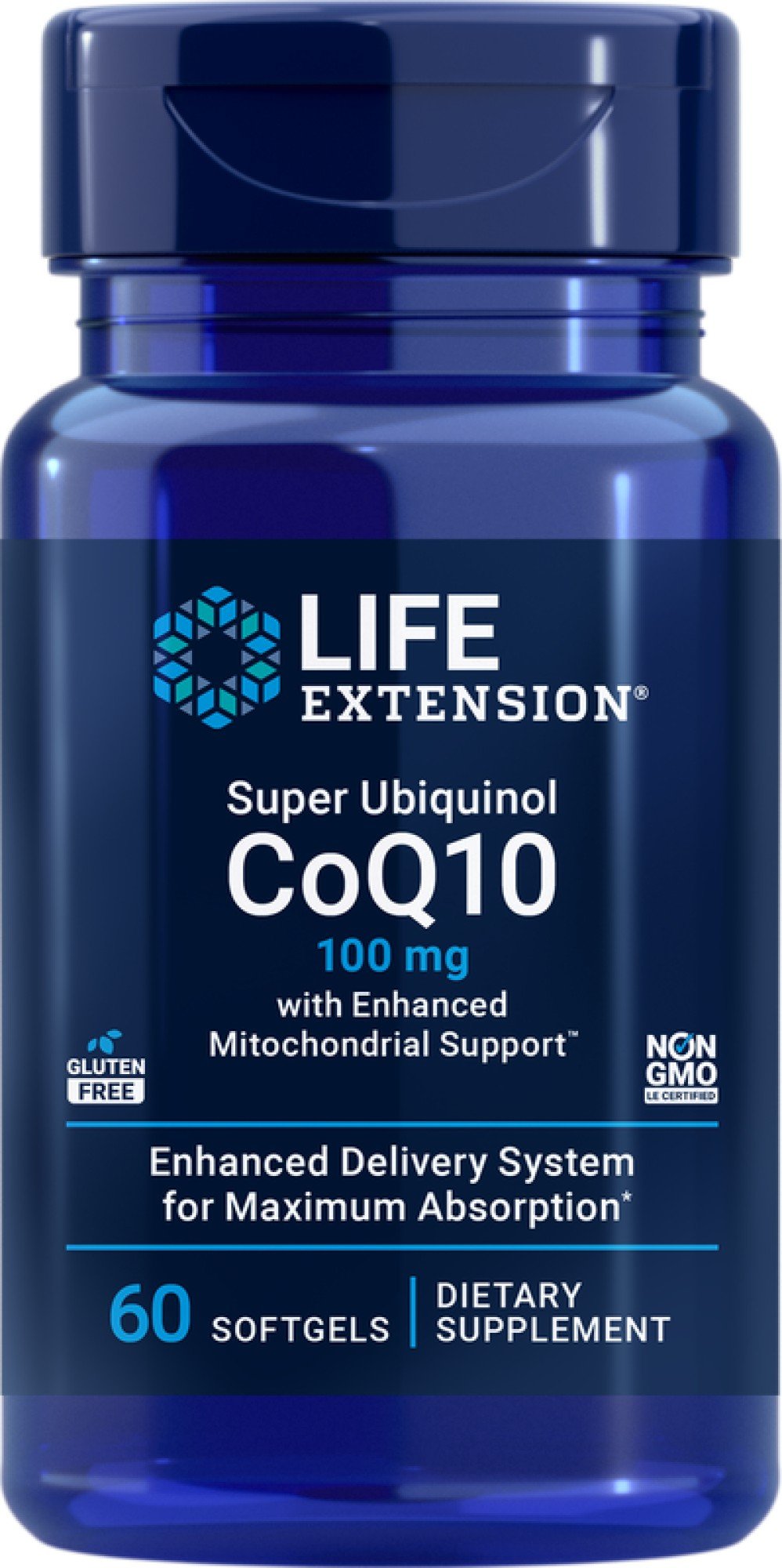 Super Ubiquinol C o Q 10 | Life Extension | 100 milligrams Ubiquinol | Mitochondrial Support | Cardiovascular Health | Gluten Free | Non GMO | Dietary Supplement | 60 Softgels | VitaminLife