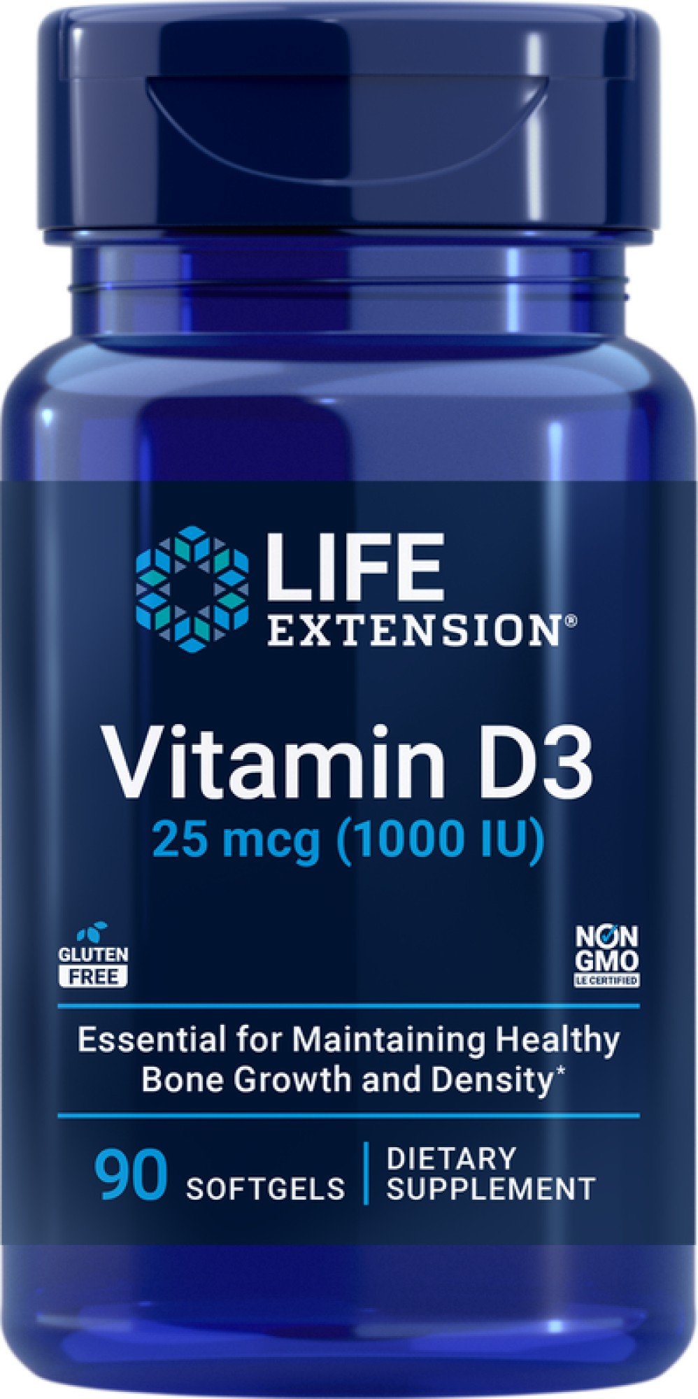 Life Extension Vitamin D3 25 mcg ( 1000 IU) 90 Softgel