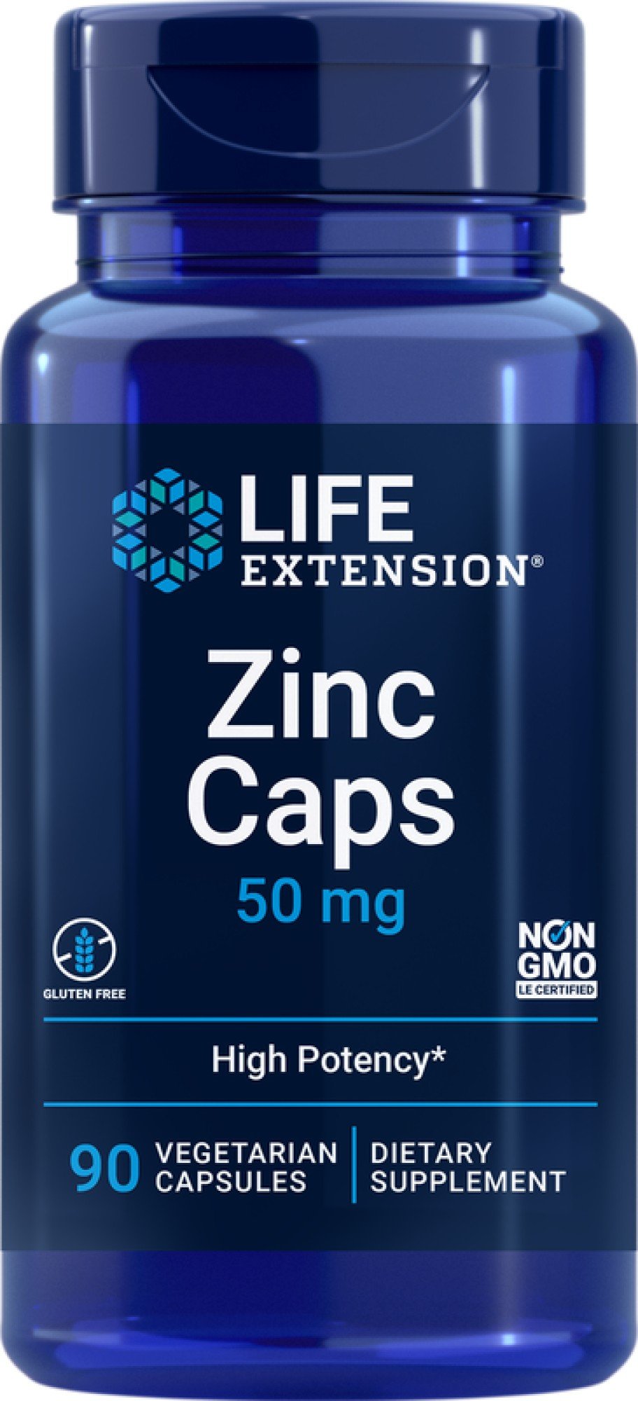 Zinc Caps | Life Extension | 50 milligrams Zinc | Gluten Free | Non GMO | Dietary Supplement | 90 VegCaps | Capsules | VitaminLife
