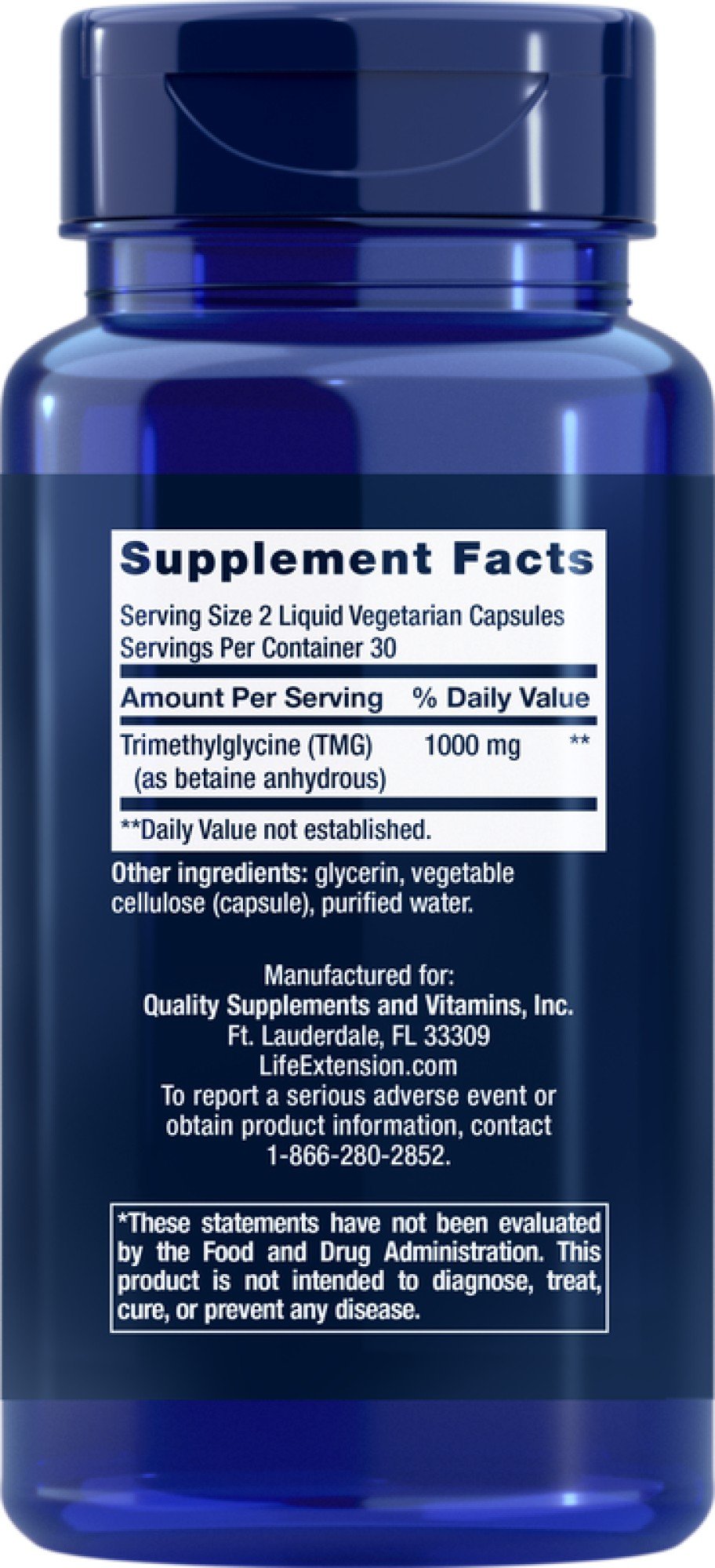 Life Extension TMG 500 mg 60 VegCap