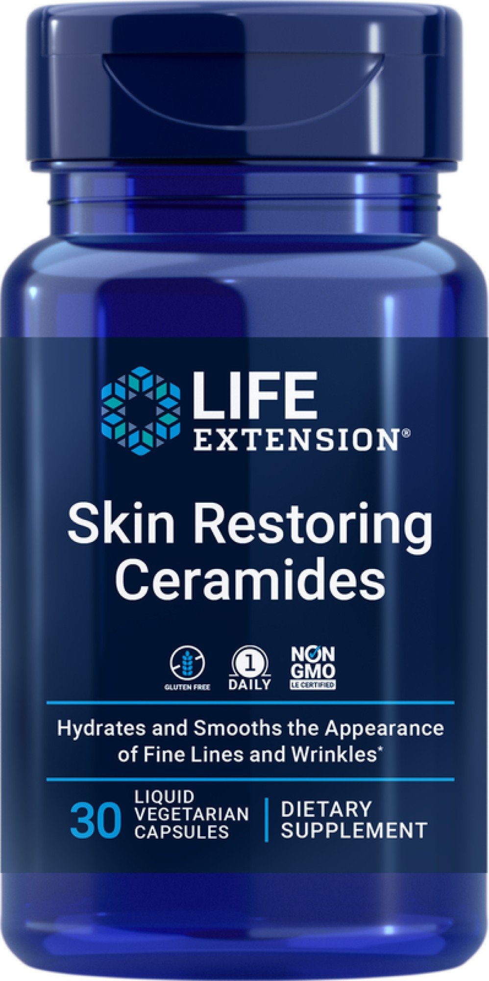 Skin Restoring Cermides | Life Extension | Smooths the Appearance of Fine Lines &amp; Wrinkles | Gluten Free | Non GMO | 1 Daily | 30 Capsules | Dietary Supplement | VitaminLife