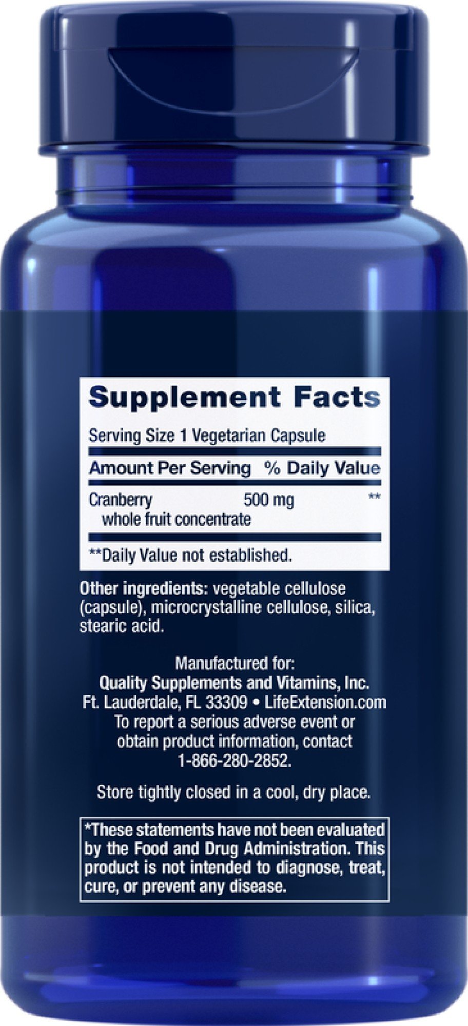 Life Extension Cran-Max 500mg (Replaced upc 737870490067) 60 Capsule