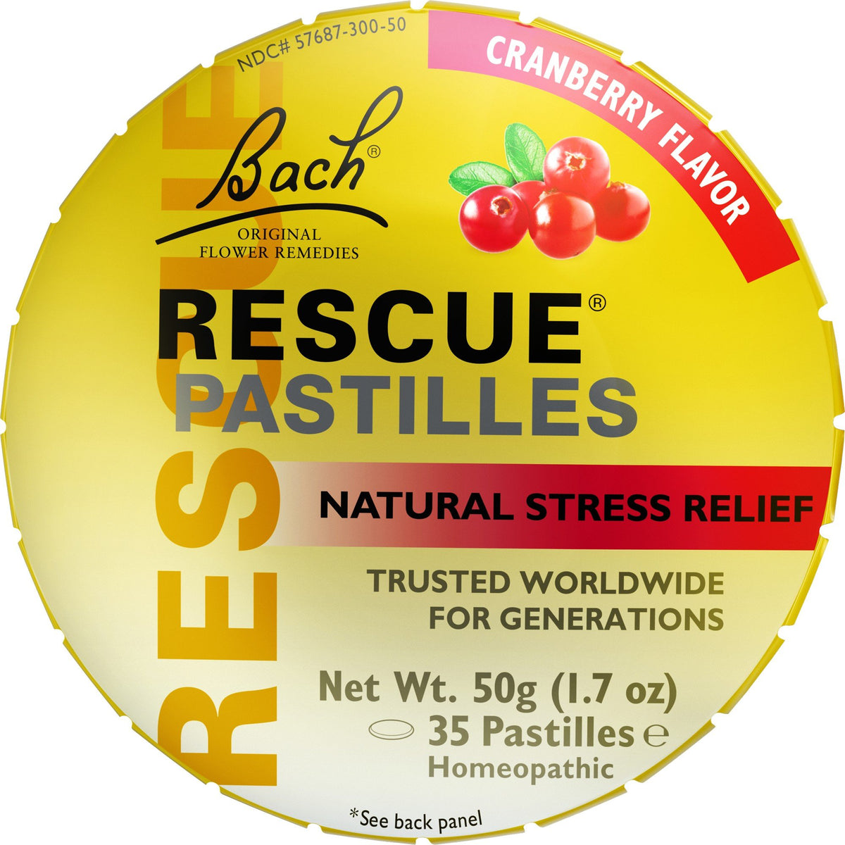 Bach Rescue Patilles Tin Cranberry 50 g (1.7 oz) Pastilles