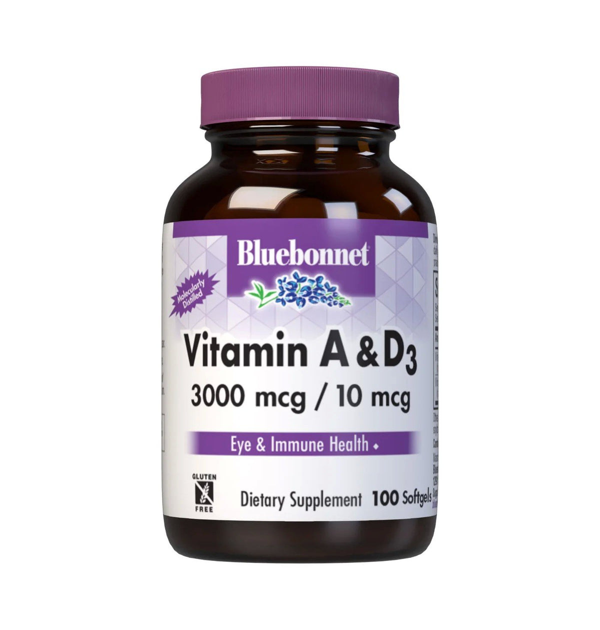 Bluebonnet Vitamin A&D 3000 mcg/10 mcg 100 Softgel