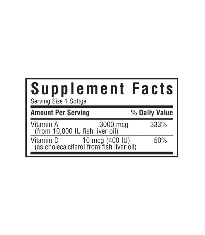 Bluebonnet Vitamin A&D 3000 mcg/10 mcg 100 Softgel