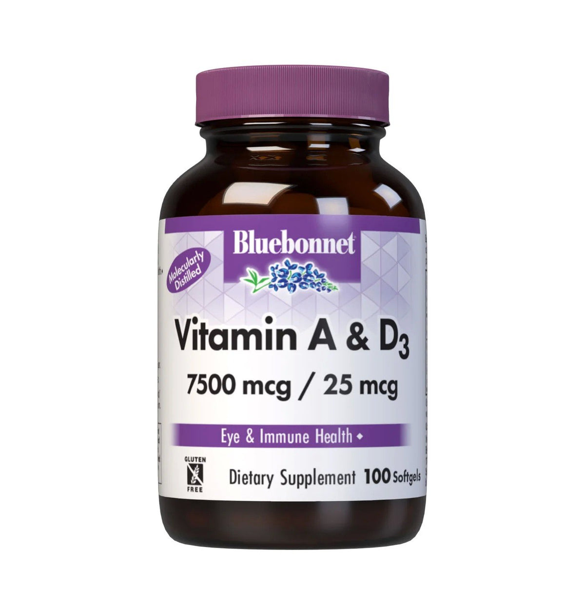 Bluebonnet Vitamin A&D 7500 mcg/25 mcg 100 Softgel