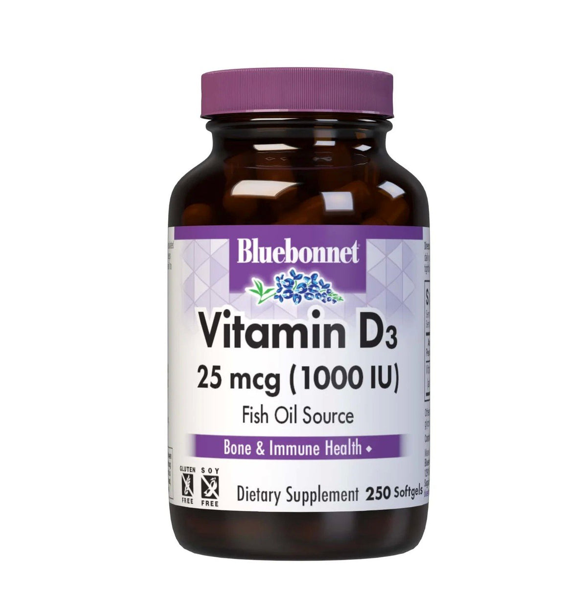 Bluebonnet Vitamin D3  25 mcg (1000 IU) 250 Softgel