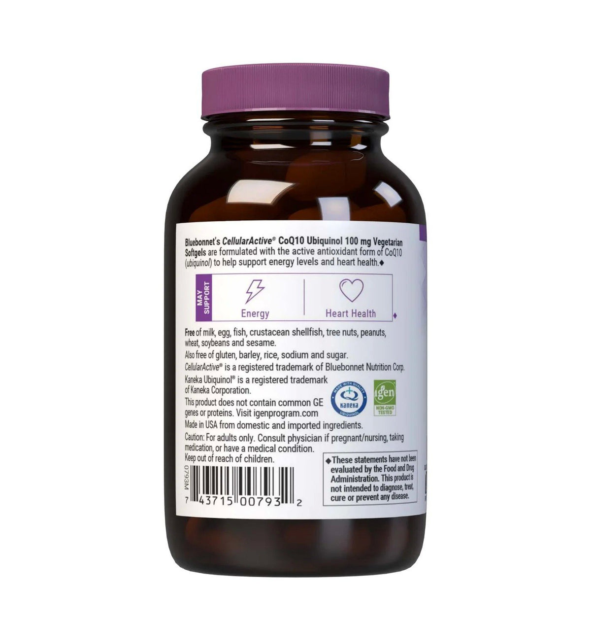 Bluebonnet CellularActive CoQ10 Ubiquinol 100 mg 60 Softgel