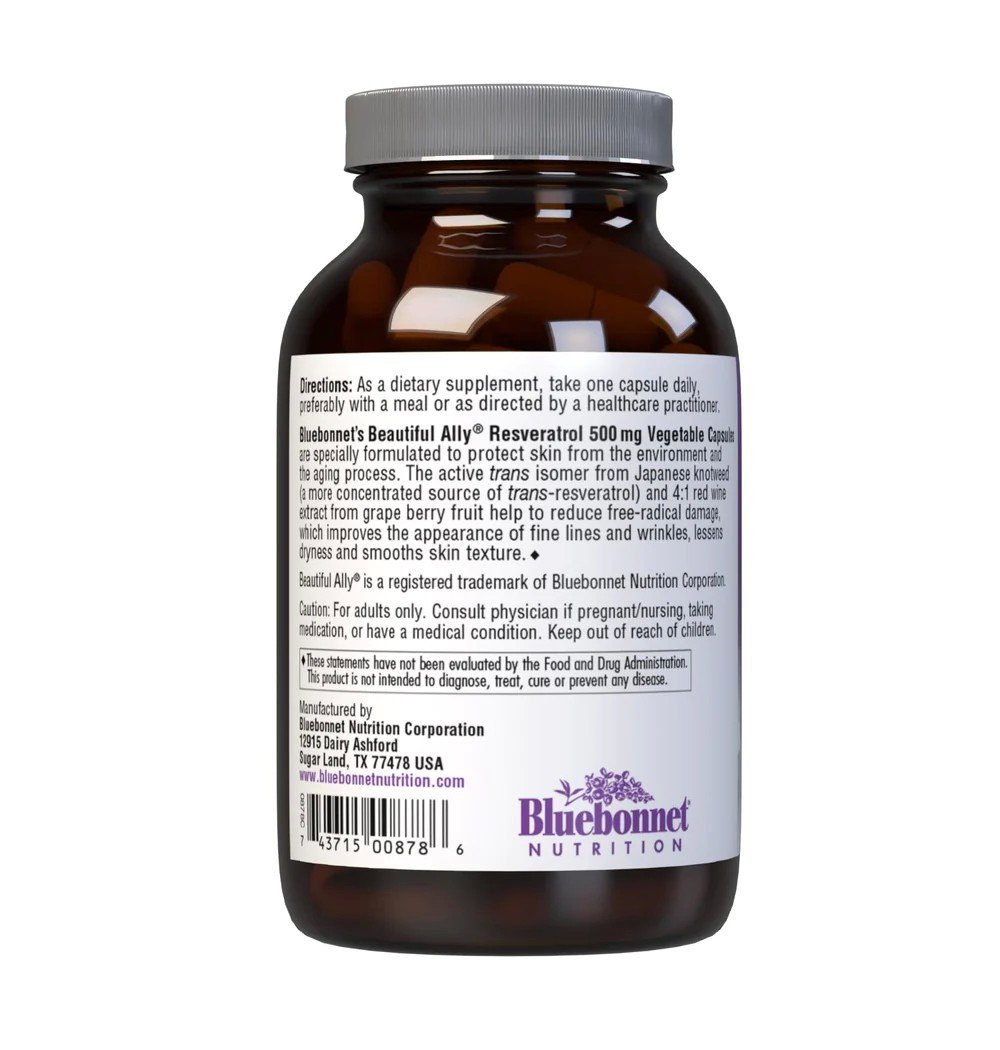 Bluebonnet Beautiful Ally  Resveratrol 500mg 30 VegCap