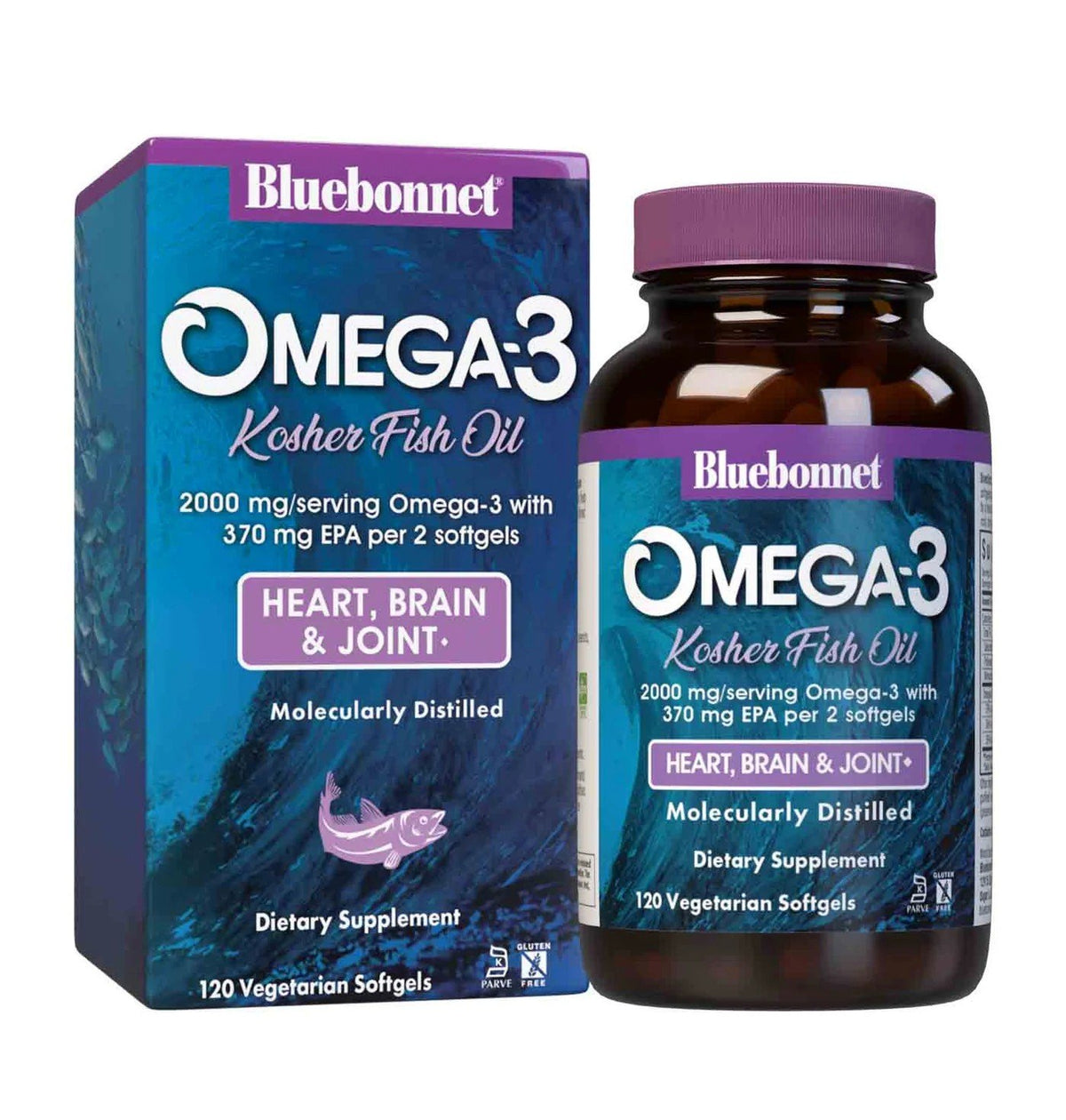 Bluebonnet Natural Omega-3 Kosher Fish Oil 120 VegCap